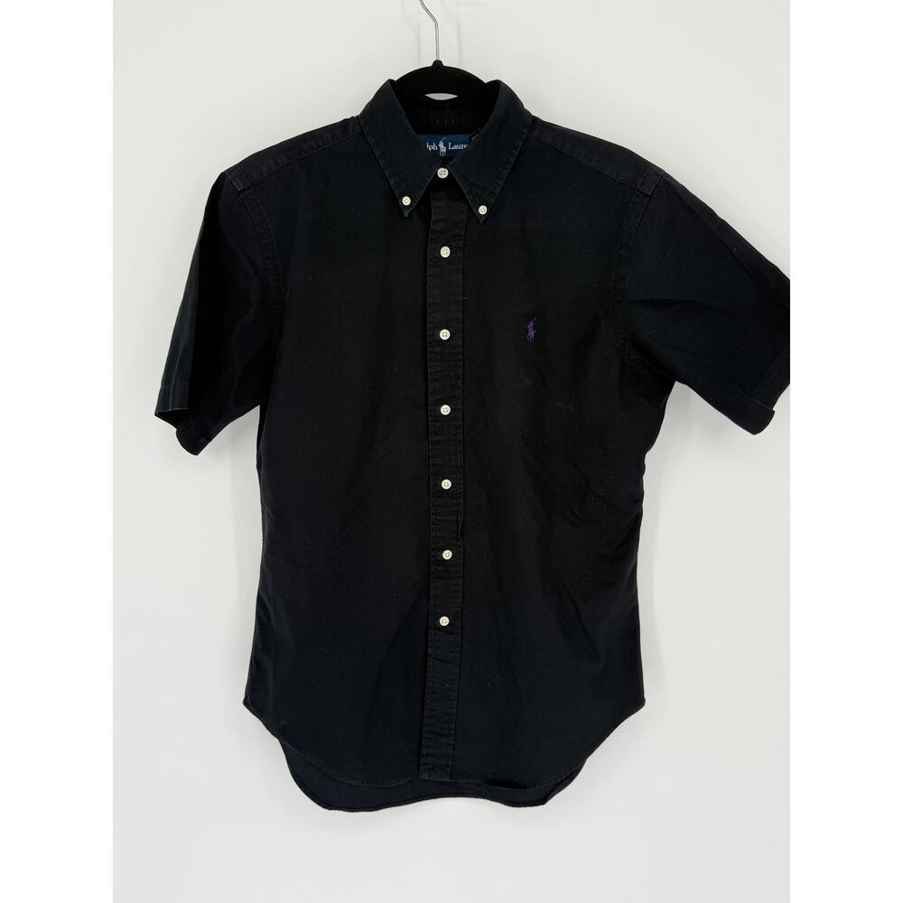 Ralph Lauren Golf Mens Black Classic Fit Button Down Short Sleeve Shirt S Preppy - Picture 2 of 6